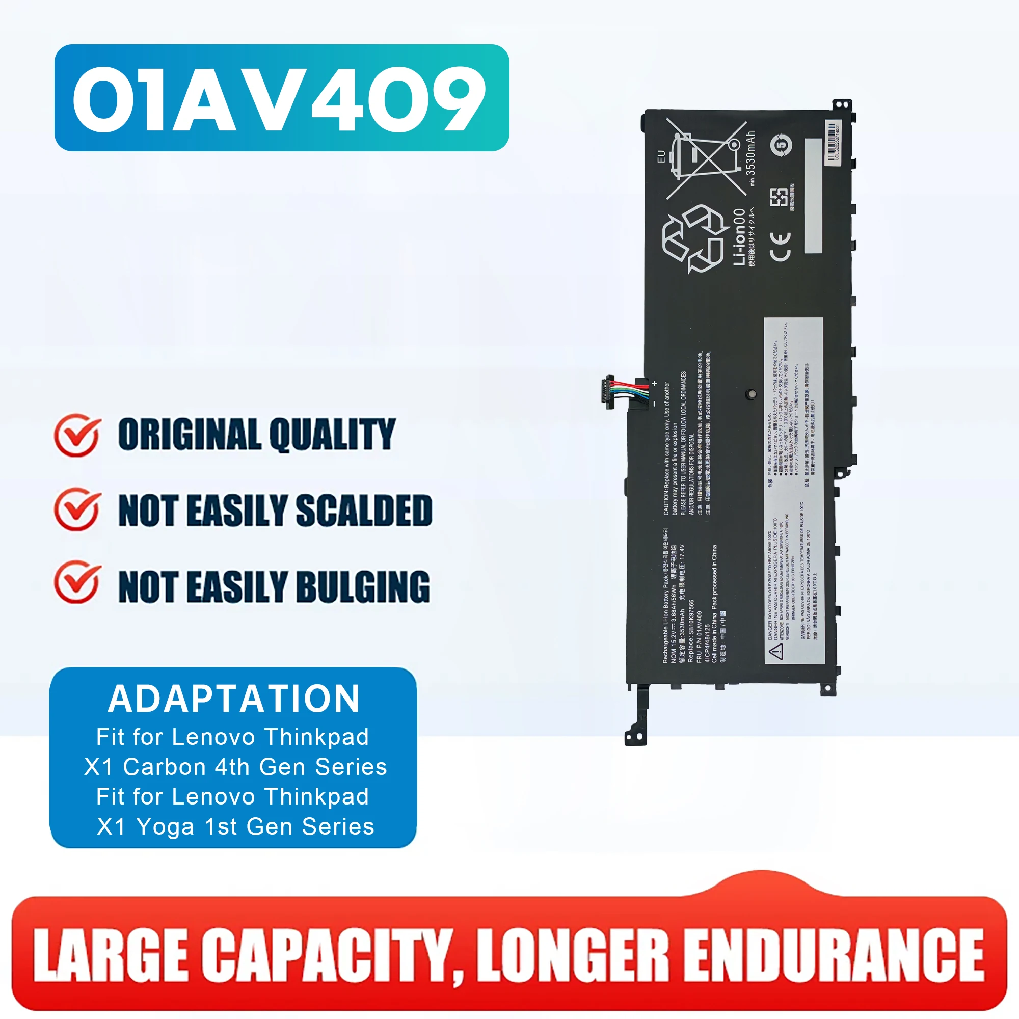 

New 01AV409 replacement For Lenovo X1C 01AV410 battery for laptop 01AV438 01AV439 01AV441 SB10K97567 SB10K97566 battery