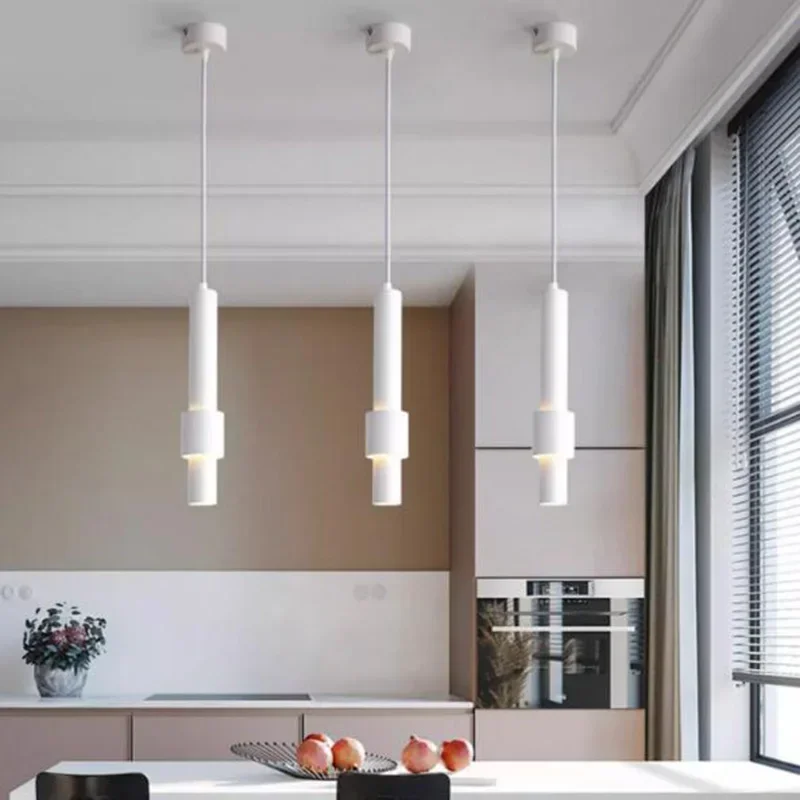 

Long Cylindrical Bedside Pendant Lamp Nordic Personality Bar Kitchen Counter Loft Living Chandelier Light Lustre Spotlight