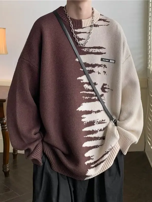 

Свободный крой для мальчиков, цветной трикотаж, весна-осень, модный универсальный длинный све, дышащее волокно из полиэстера