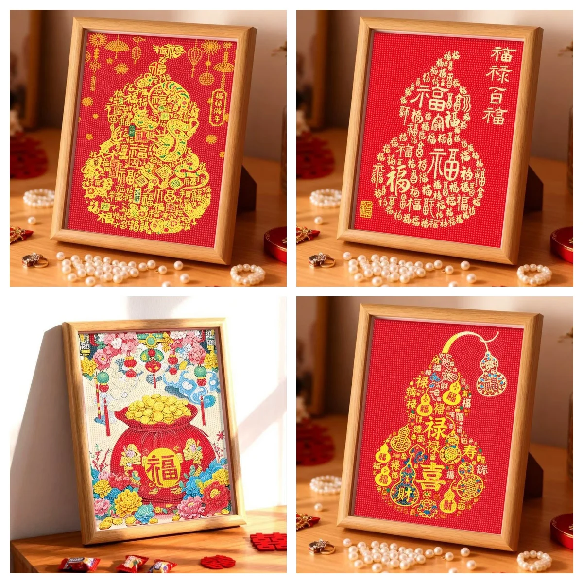 

Modern Simplified Diamond Painting Cross Stitch Wall Art Decorative Tabletop Diamond Stitching Hanging Picture with Frame