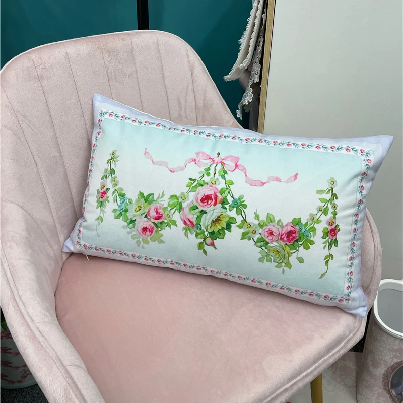 

Розовая корейская подушка с садовым цветком, французские романтические домашние декоративные подушки для гостиной, льняная фланелевая подушка, наволочка