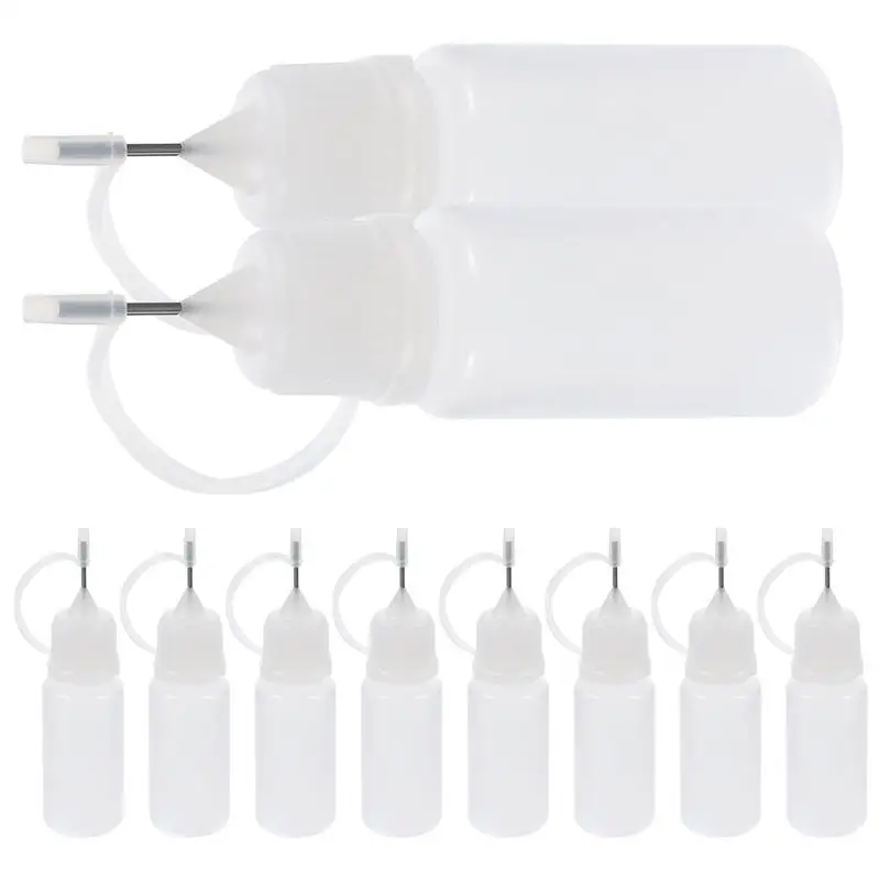 10Pcs 10ml Needle Tip Glue Bottle Applicator Bottle Tip Glue Needle Applicator Liquid Squeeze Bottles Dispenser Painting Dropper