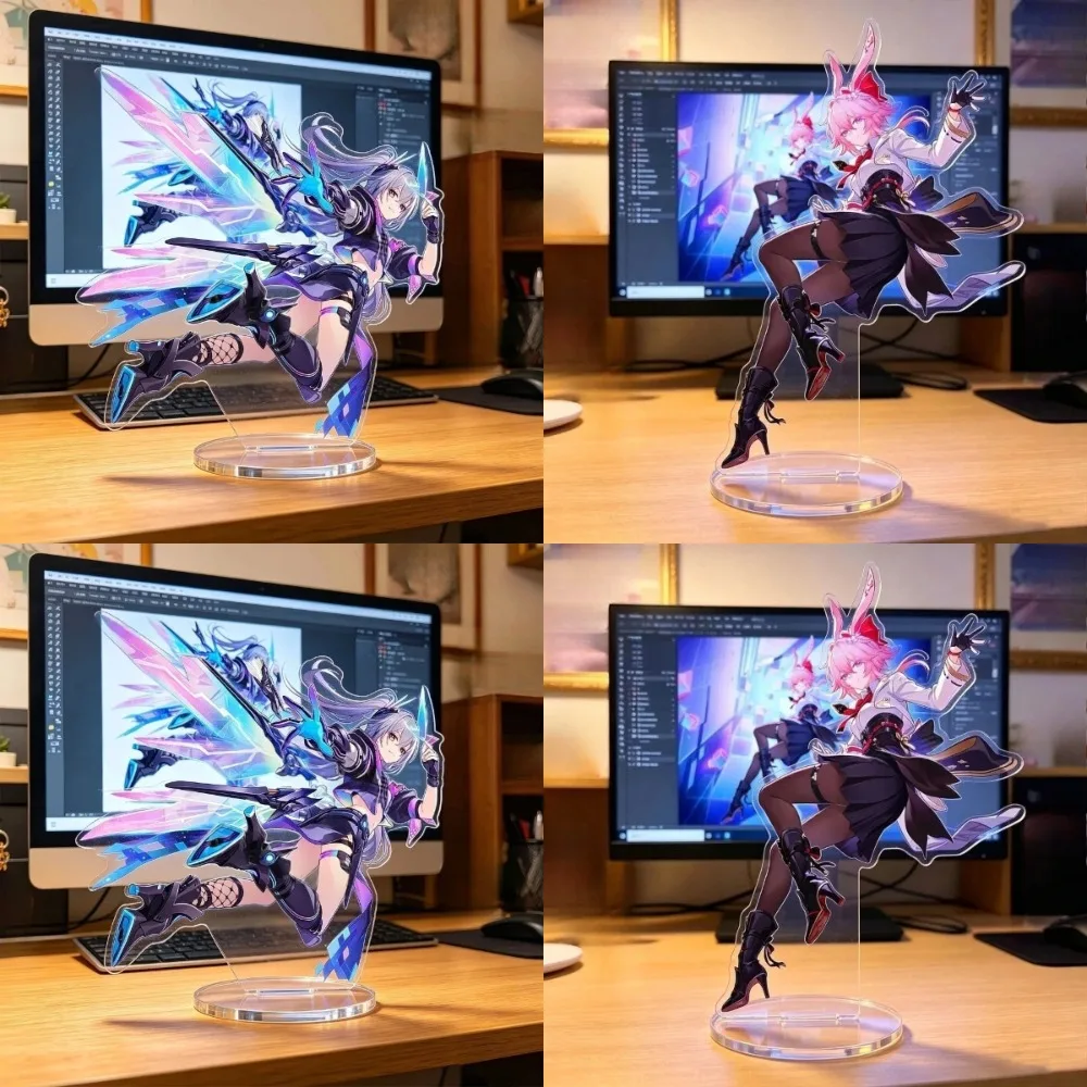 Game Honkai Star Rail Acrylic Standee Figure Evanescia Silver Wolf Standing Sign Model Plaque Desktop Display Signboard Ornament