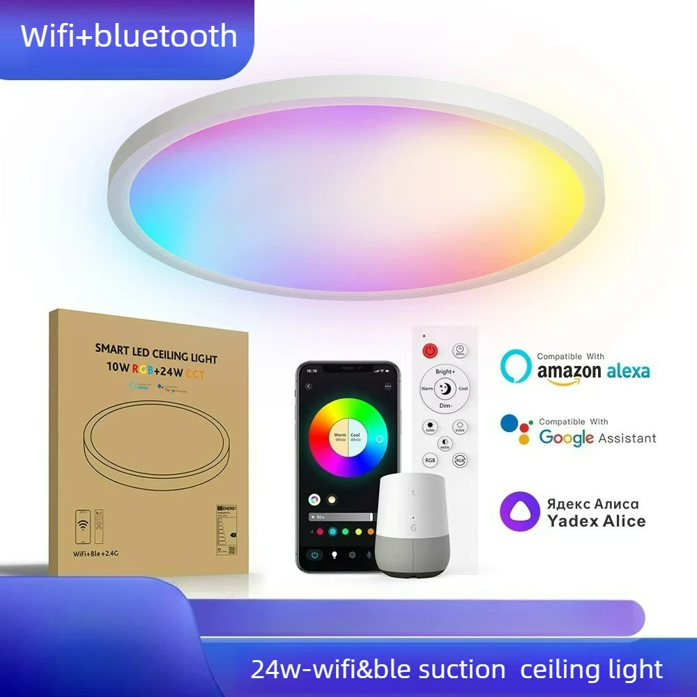 

100-240V Smart LED Ceiling Light WiFi Dimmable Alexa Google Voice APP Control Round Lamp for Living Room Bedroom