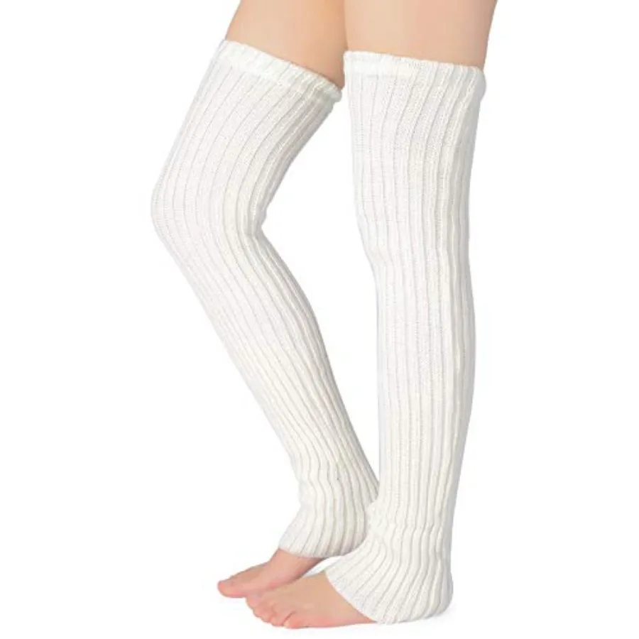 Pareberry feminino inverno acima do joelho meias altas sem pés malha quente aquecedores de pernas longas para clima frio atividades ao ar livre ideais para