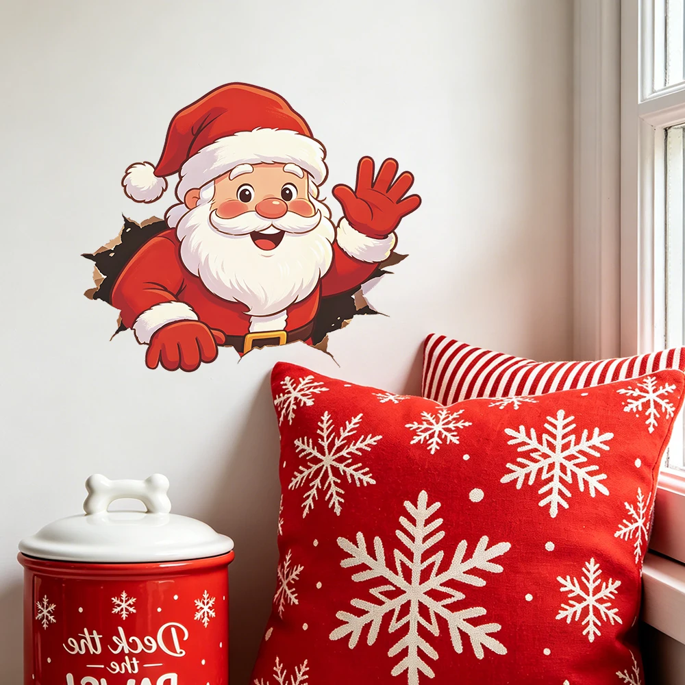 Merry Christmas Wall Decals Xmas Bells Red Bow Holly Berries Winter Holiday Wall Sticker Toilet Lid Decor