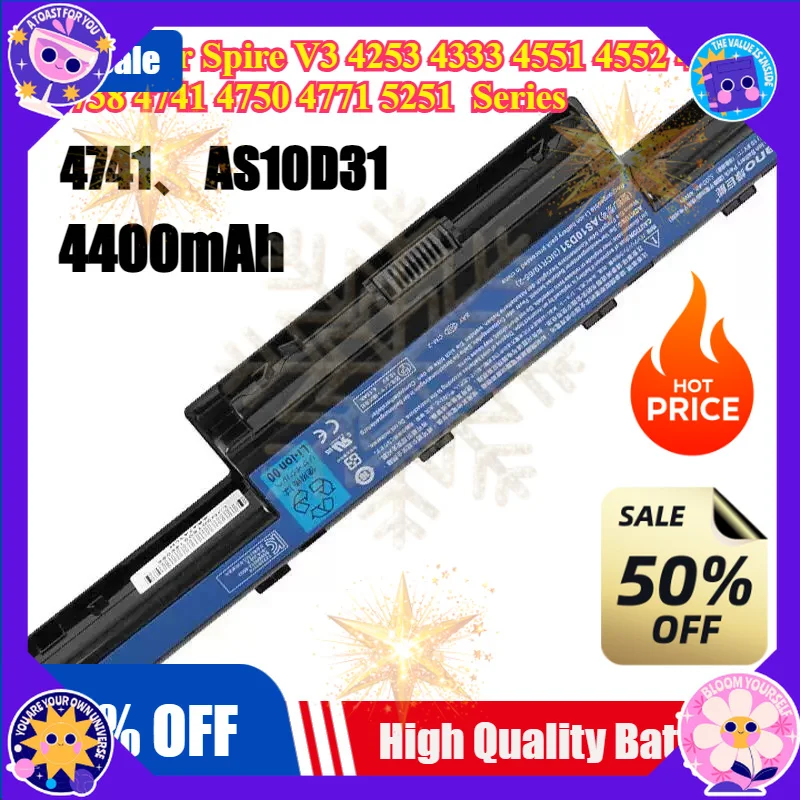 SWZY Battery AS10D31 For Acer Spire V3 4251 4252 4253 4333 4551 4552 4625 4738 4741 4750 4771 5251 5551 5741 5741G 5741ZG 7551 S