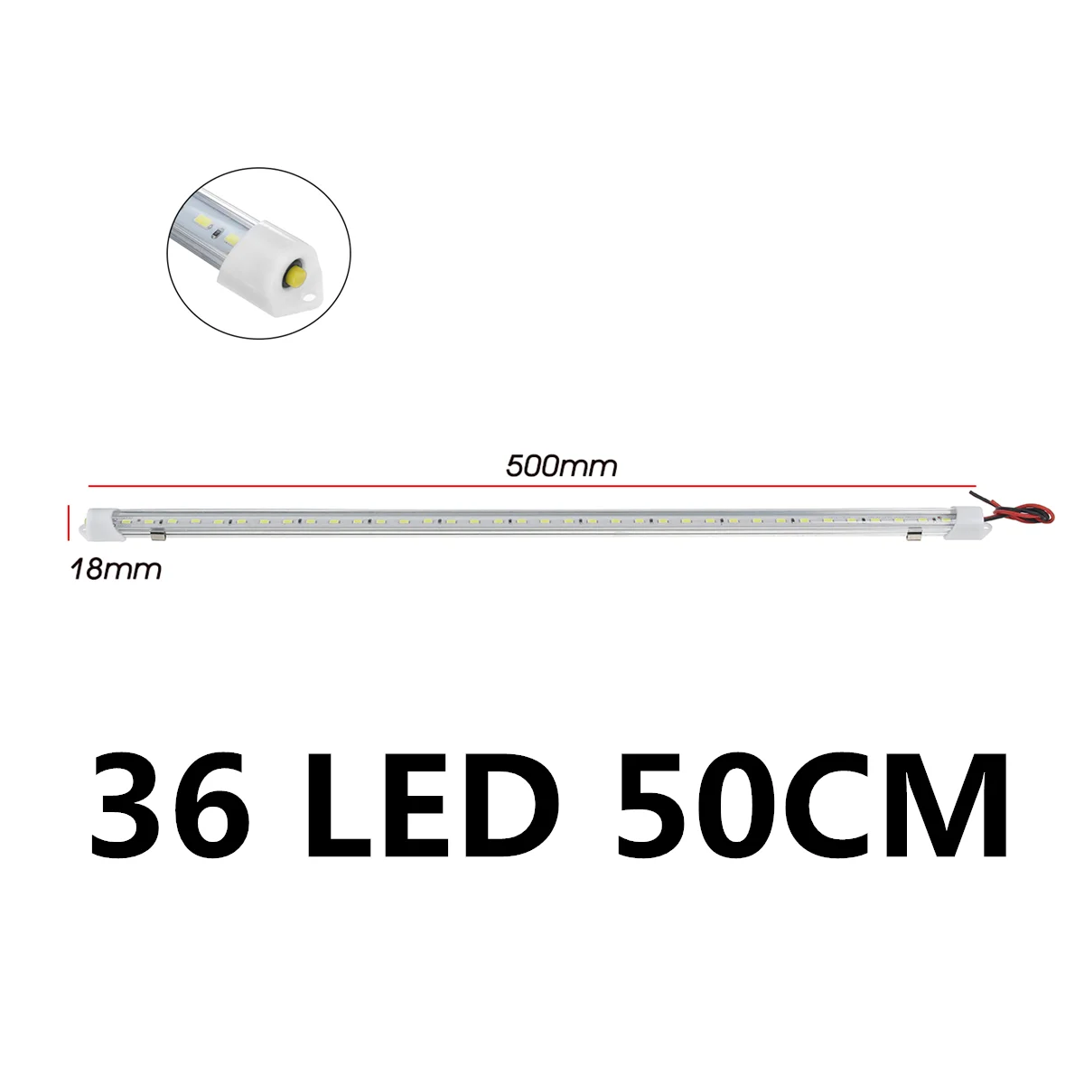 1/2/4pcs 50CM 12V 36 LED samochód wewnętrzna lampka włókno światłowodowe jasna biała z przełącznikiem do samochód kempingowy łodzi Van ciężarówka