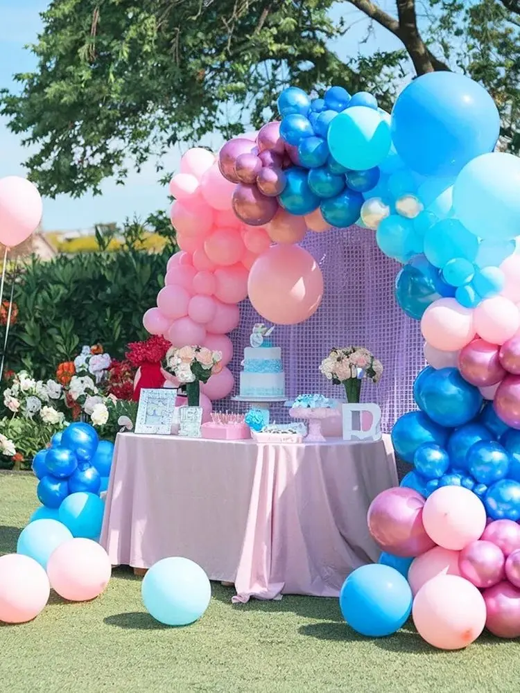 Balony metaliczne w kolorze czarnym, niebieskim, chromowym, intensywnie różowym i różowym złotym, 5/10/12 cali, idealne na przyjęcie weselne, urodziny, baby shower dla dziewczynki lub chłopca. — 2