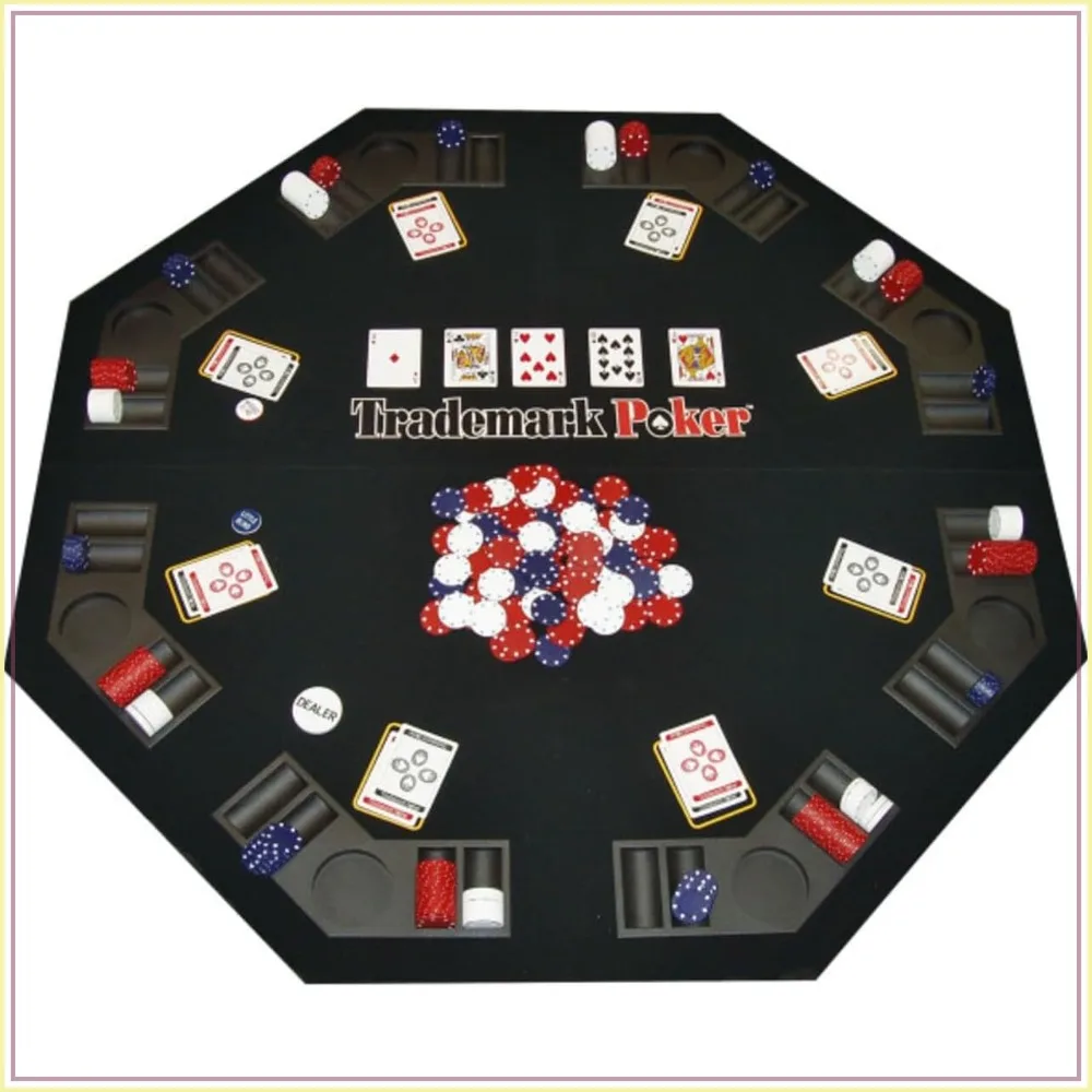 Foldable Poker Table Topper with 300 Chips, 2 Decks of Cards, Dealer & Blind Buttons, Carry Case Included