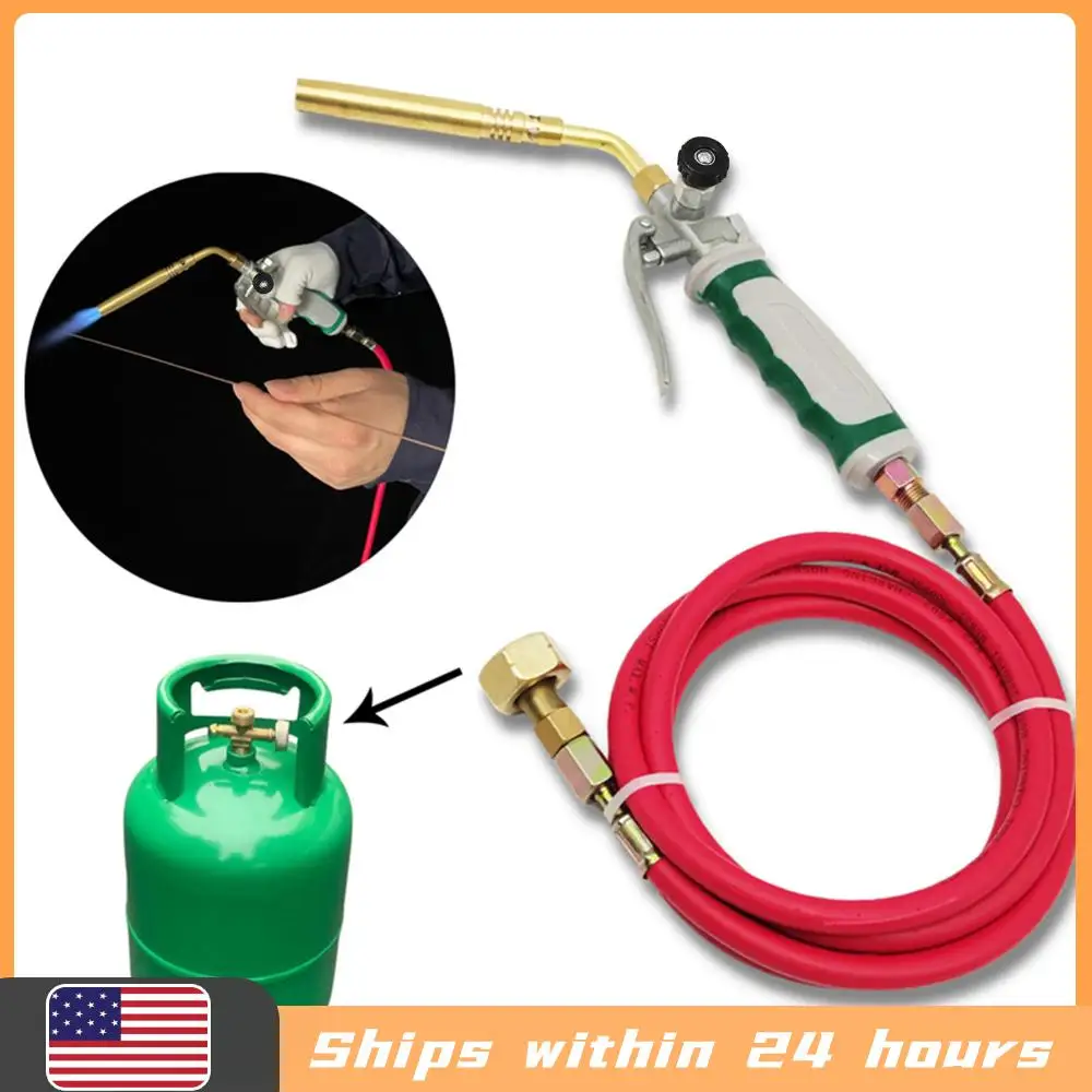 

Liquefied Gas Welding Gun Double Switch Germany Style Soldering Torches Refrigeration Oxygen-Free Torches with 1.6m Rubber Hose