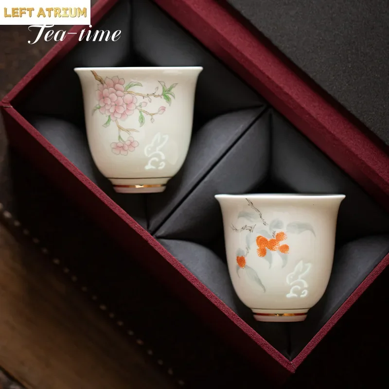 Hollow Hand Carved Tea Cup White Porcelain Cups Ceramic Aesthetic Chinese Teacups Fathers Day Gifts Tea Ceremony Teacup Puera
