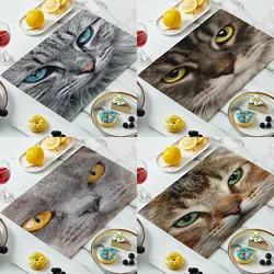 Printing Cute Cat Face Placemat Non-Slip Heat Resistant Washable Kitchen Table Plate Bowl Coaster Children's Tablecloth