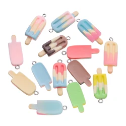 10 sztuk 12x32mm śliczne kolorowe kształt Popsicle wisiorki z żywicy na naszyjnik bransoletka wisiorek DIY akcesoria do wyrobu biżuterii