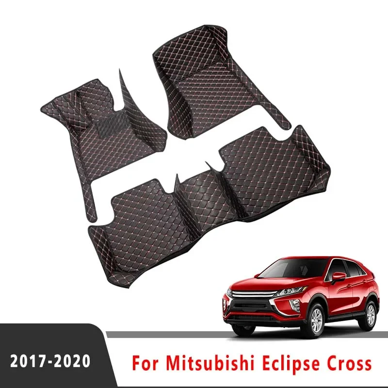 LHD Car Floor Mat For Mitsubishi Eclipse Cross 2020 2019 2018 Leather Carpet Car Interior Decor Styling Car Accessories