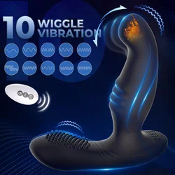 Wiggle Prostate Massager Anal Vibrator for Men Remote Control Dual Vibrating Butt Plug Perineum Stimulator Sex Toy for Couples