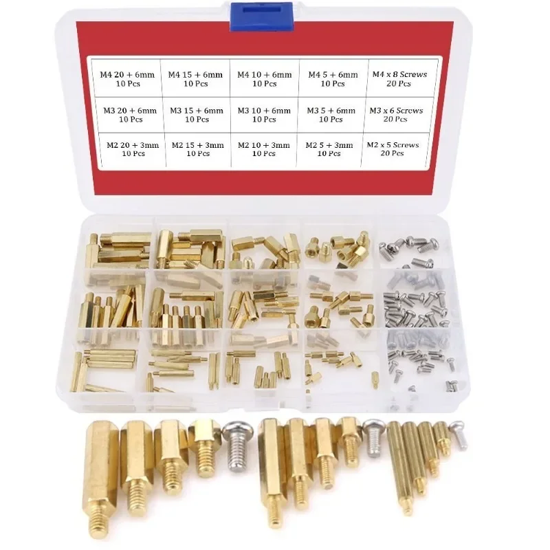 ELECTRAPICK 360pcs M2 M3 M4 Male&Female Brass Insuet  Spacer Standoff Screw Nut Kits Printing Parts Emdedment Knurled Sets