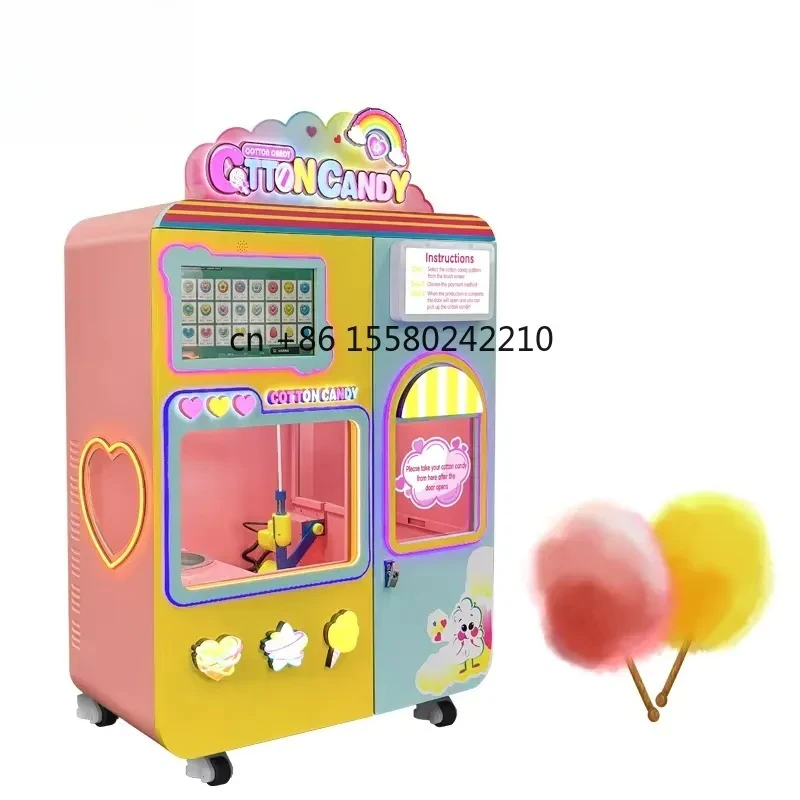 2026 hot for Red Rabbit Full Automatic Cotton Candy Vending Machine Commercial Candy Floss Maker Flower Sugar Cotton Machine