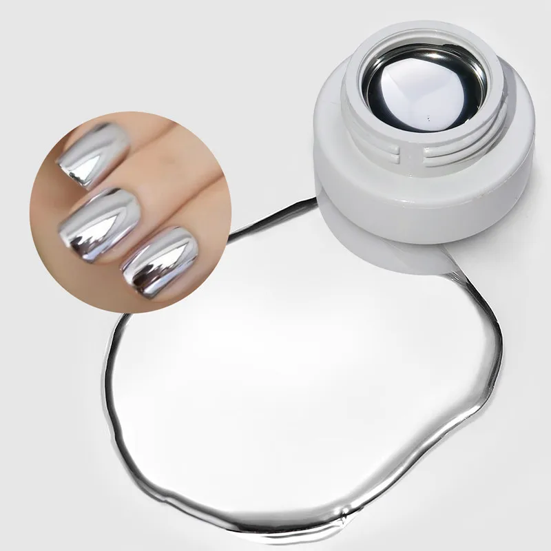 Prata Super Brilhante Nail Mirror Glue, Linha de pintura francesa, Edge Hook, Pintura, Metal Glue