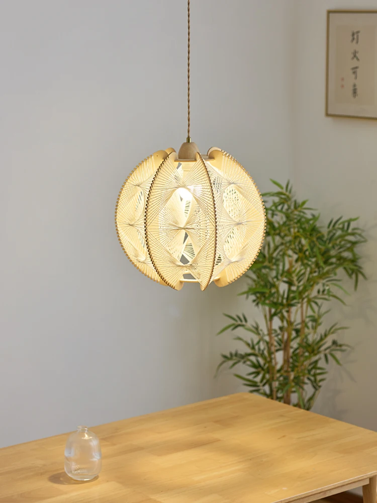 

Japanese Wabi Sabi Style Pendant Lamp Restaurant Bedroom Study Dining Table Homestay Wooden Style Retro Tea Room Zen Style Solid