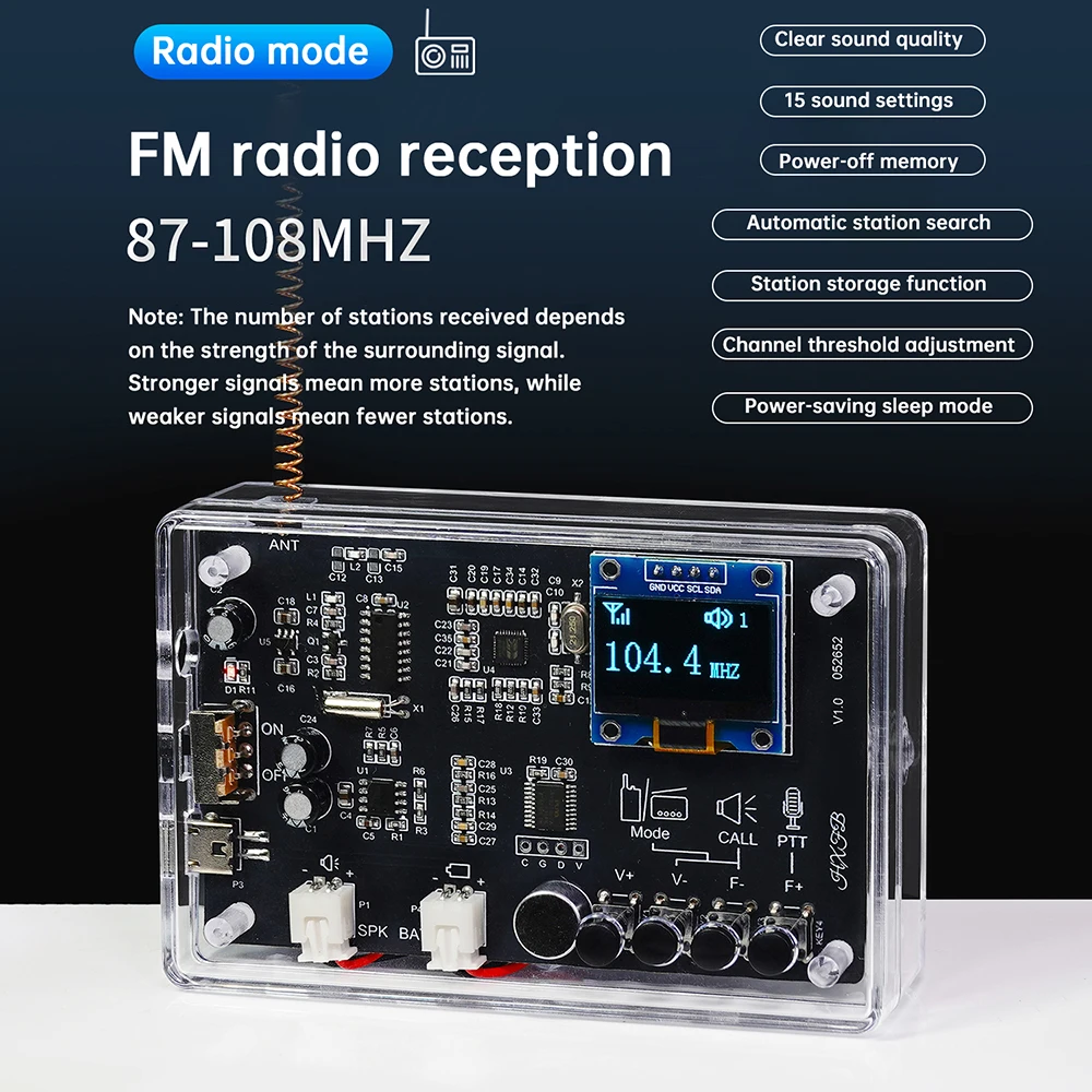 Interphone Radio Wireless Intercom FM Radio Circuit Board Production Soldering Electronic DIY Kit Practice Loose Parts Micro USB