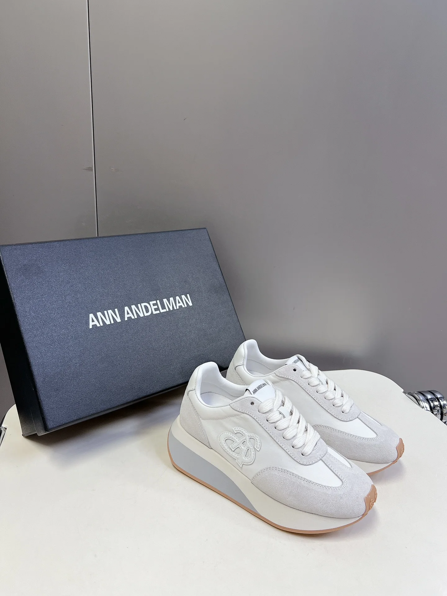 

white designer sneaker women's Ann Andelman Platform Chunky Trainers Sporty Sole cheap fashion brand design shoes