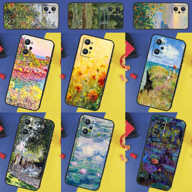 Monet Oil Painting Case For Realme 8 9 10 Pro Plus C11 C15 C30 C33 C35 C55 C21Y C25Y GT Neo 5 3 2 2T 3T Cover