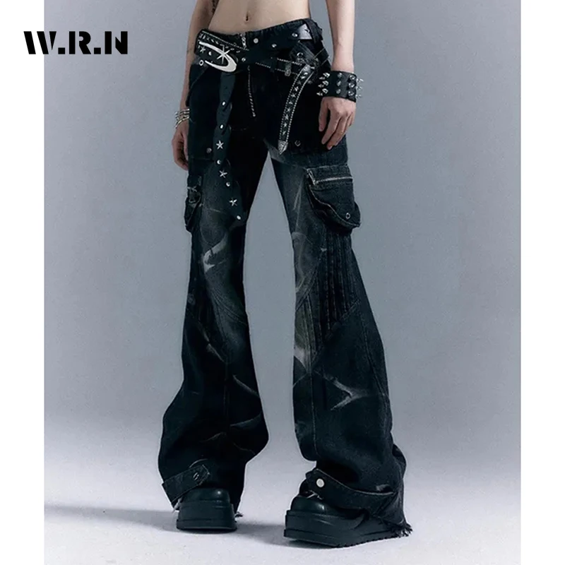 

Street Retro Y2K Normcore Denim Trouser Vintage Dark Goth Style Casual Pants Women's Grunge High Waist Washed Punk Jeans