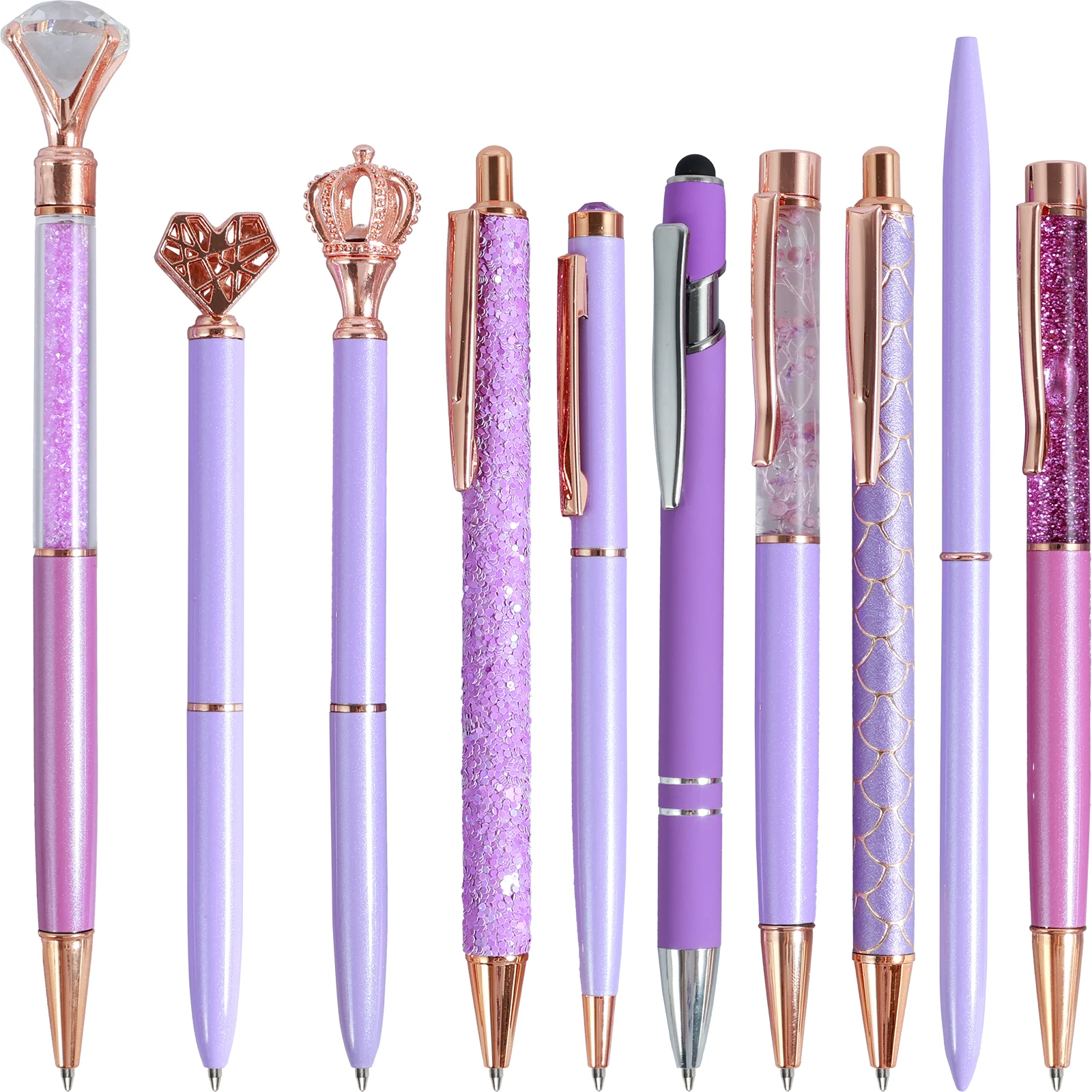 10Pcs Diamond Pen Set Crystal Diamond Ballpoint Pens Metal Bling Ballpoint Pens Cute Black Ink Ballpoint Pens Pretty Rhinestone