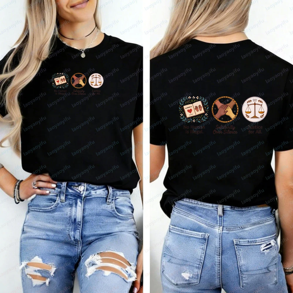Human Rights T-Shirt Equality Social Justice Women Clothing Gothic Harajuku Aesthetic Clothes Y2k Top High Quality Cotton Tops