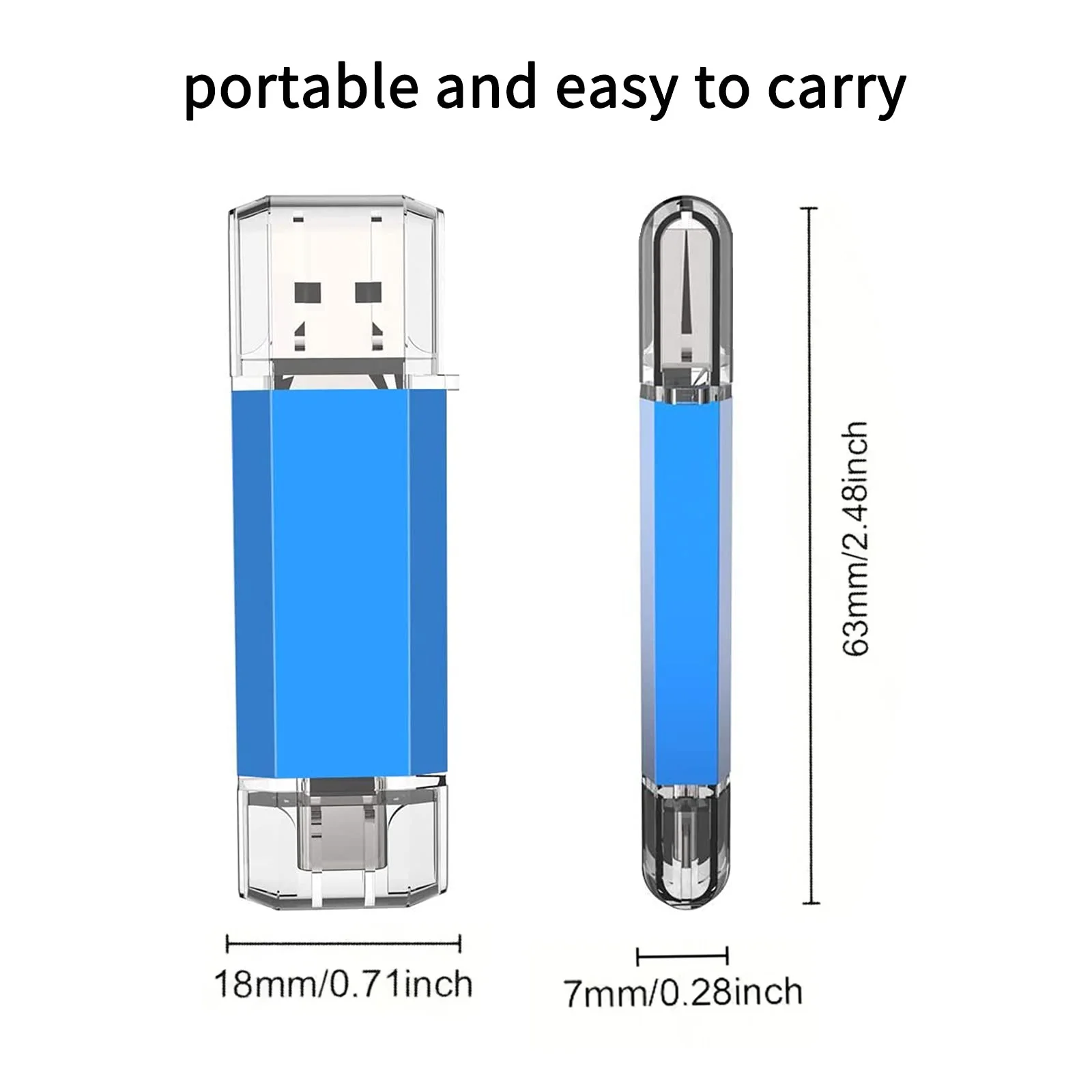 USB C타입 플래시 드라이브, OTG 장치용 고속 전송 속도 및 실제 용량, 64GB, 128GB