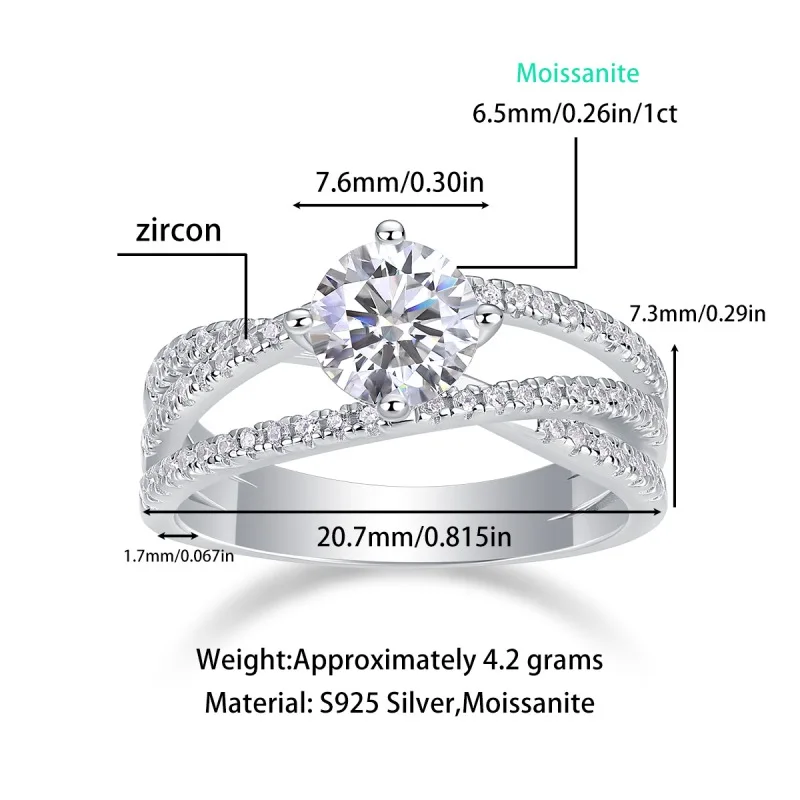 

Apaison 1 ct Round Solitaire Moissanite Rings For Woman 18K White Gold Bridal Wedding Anniversary Gift Female Ring