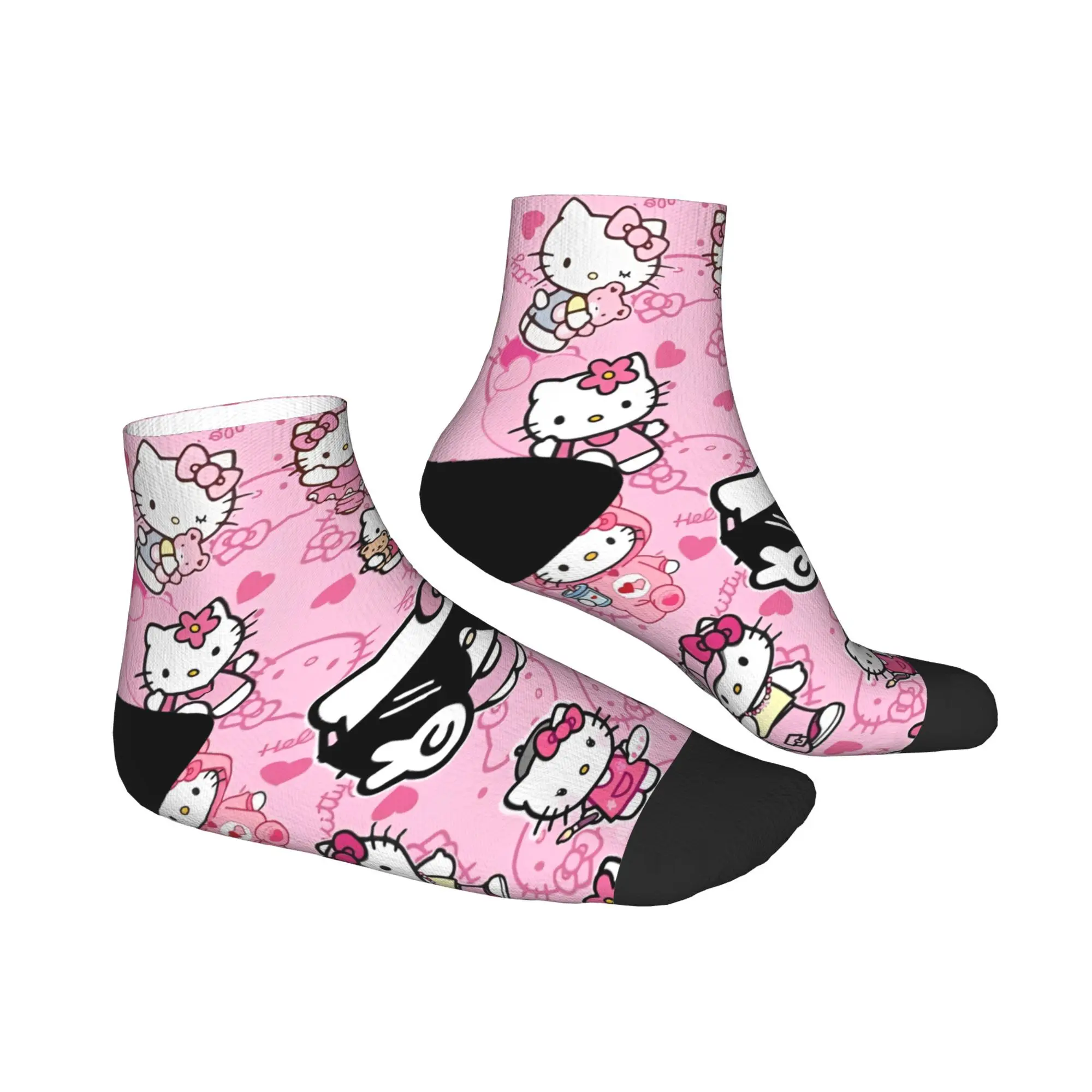 

Pink Hello Kitty Socks Cute Cartoon Gothic Ankle Socks Spring Anti Skid Women Men Breathable Graphic Cycling Casual Sock