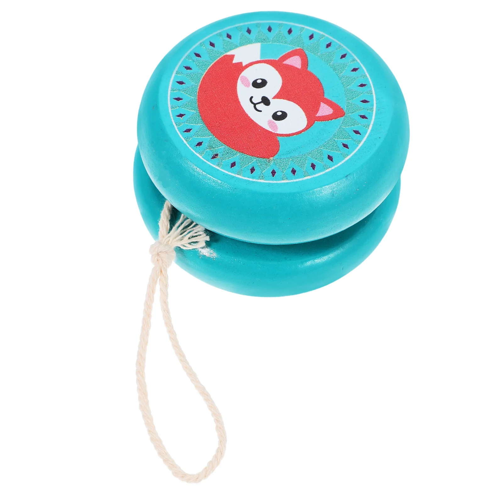 Wood Kids String Plaything Portable Fox Pattern Outdoor Fun Beginner Coordination Exercise Yo