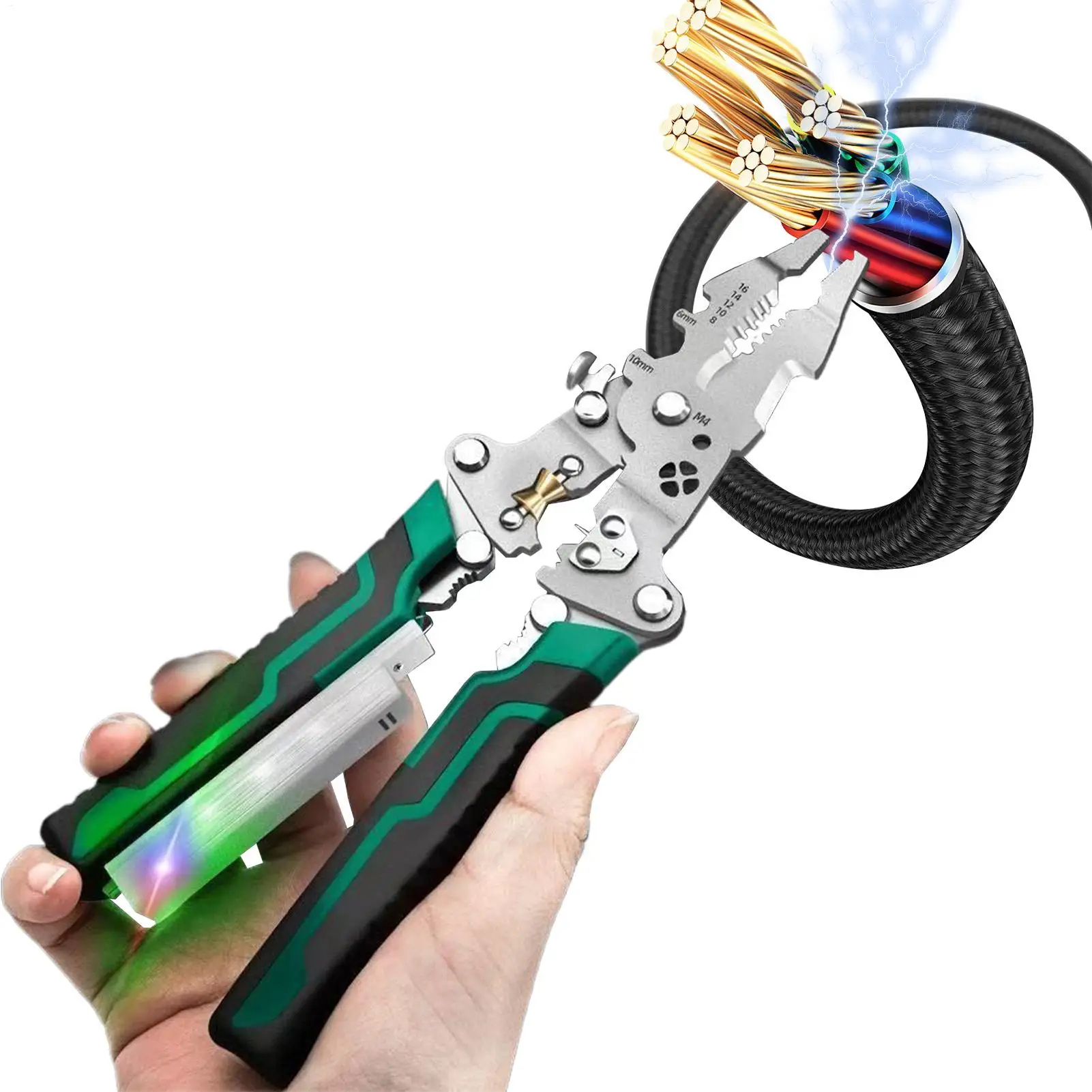 Multi-Function Wire Stripper And Splitter With Voltage Tester/ AC DC Detector Hand Tool Wire Stripper Crimper Pliers tool