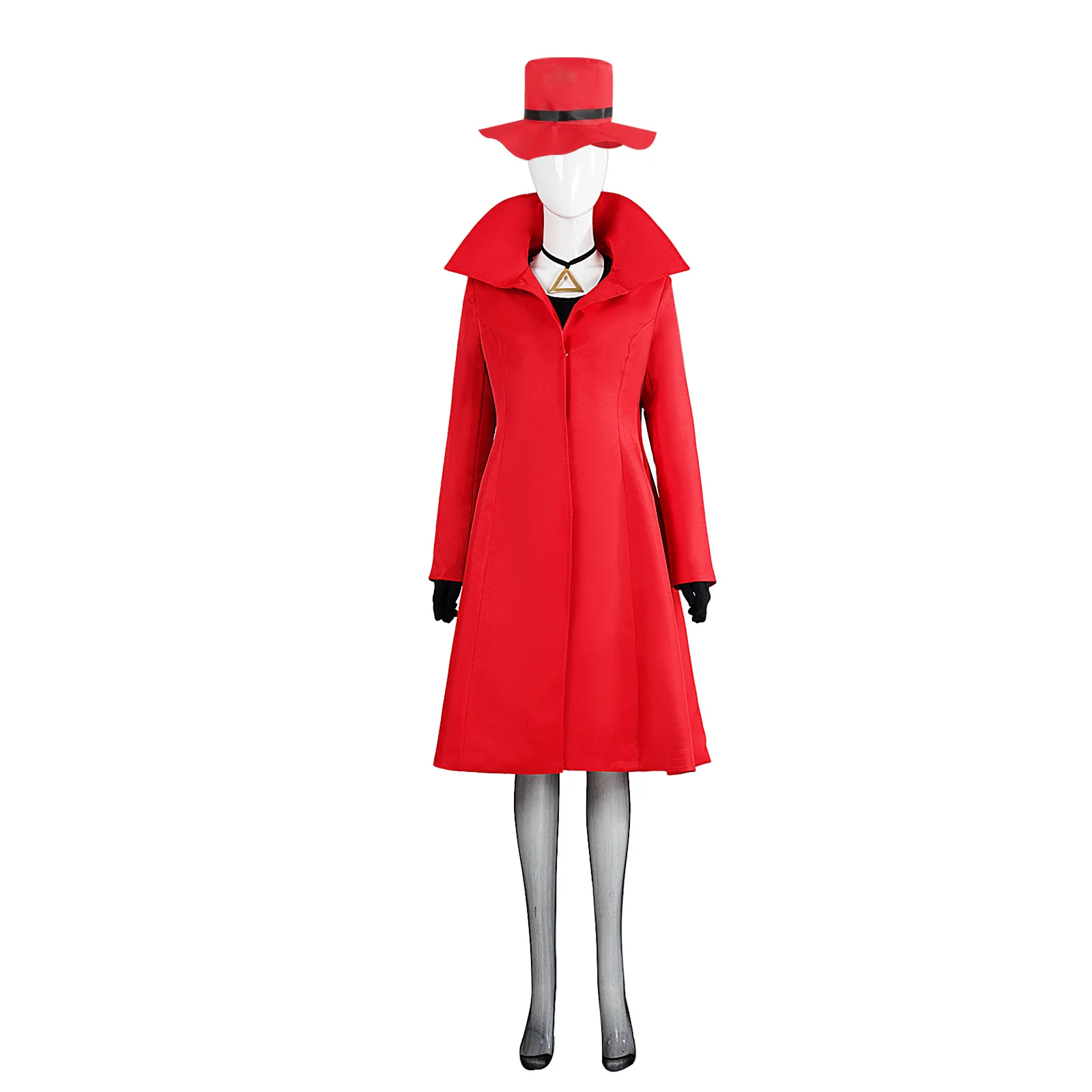 أنيمي تأثيري كارمن ساندييغو زي المرأة فستان أحمر طويل خندق قبعة معطف فانتازيا عيد الميلاد كرنفال حفلة لعب الأدوار البدلة #2