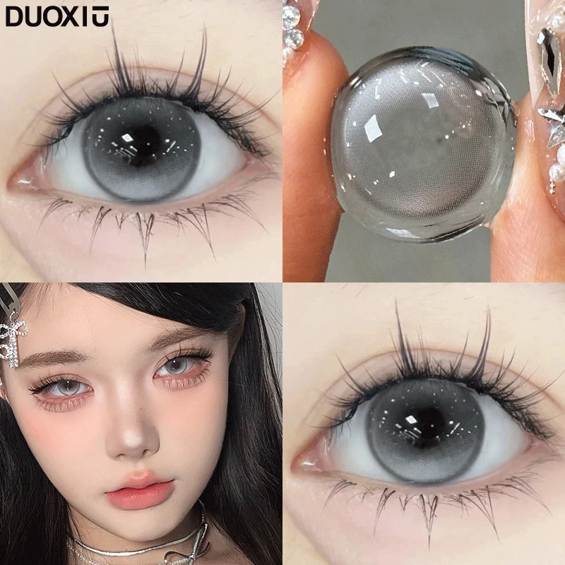 DUOXIU 2Pcs Yearly Soft Circular Colored Contact Lenses Beauty Pupil Gray Blue Eyes Green Makeup Pink Fast Shipping High Quality