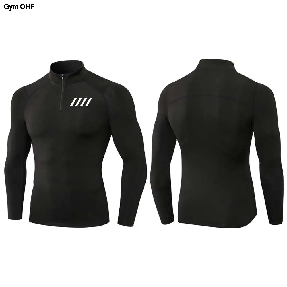 Turtleneck Shirt Men Sport T-Shirt Quick Dry Bodybuilding Running Compression Tops Gym Fitness Tight Tees