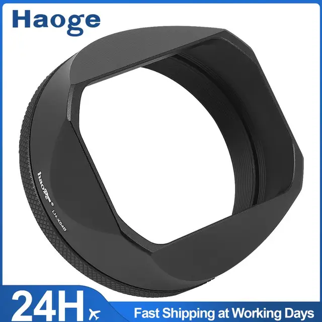 Haoge LH-X54B Kwadratowa metalowa osłona obiektywu z adapterem 49 mm do aparatu Fujifilm Fuji X100VI x100vi X100V, czarna