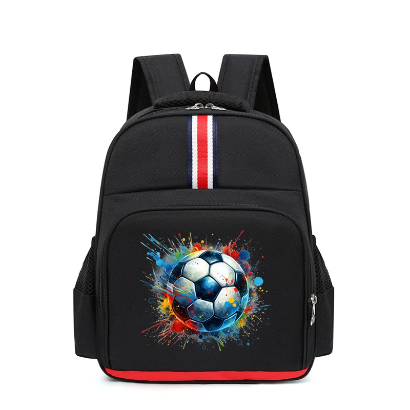 Watercolor Soccer Print Primary Student Backpack Soccer Fan Outdoor Travel Multi-function Kids Backpack Ball Primary School Bags