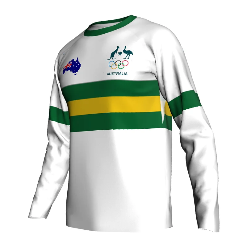 Long Sleeve Motocross Shirt, Downhill Road Sport Jersey, Bicycle Cycling Top Wear, Malliot Comfortable White Clothes, Australia