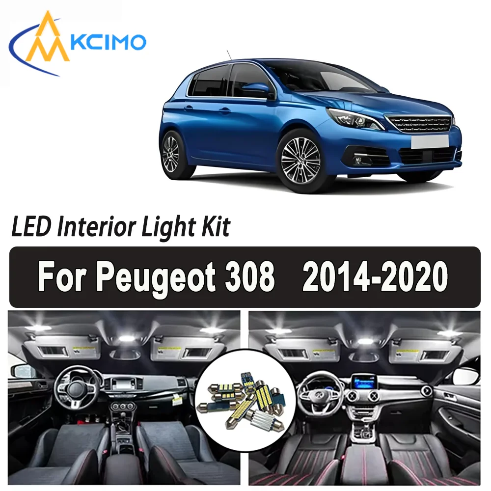 

Kcimo LED For Peugeot 308 (2014-2020) Premium Bright LED Interior Dome Map Trunk Light Kit Car Led Lamps Canbus Car LED Lights