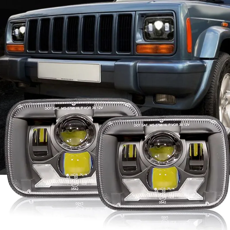 

For Jeep Cherokee XJ Wrangler YJ Ford Chevy GMC Toyota Nissan Dodge Bright H6054 5x7 7x6 Led Headlights With w/DRL Turn Signal