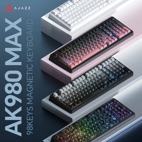Teclado mecánico AJAZZ AK980 MAX, interruptor magnético con cable, 0,01mm, 8K, intercambio en caliente, ARGB, juegos de deportes electrónicos, teclado personalizado para juegos