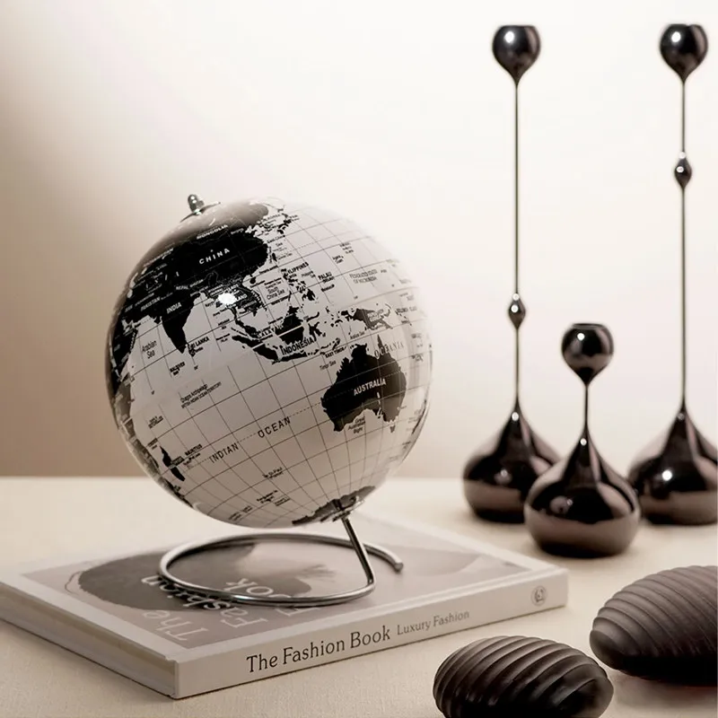 Line globe black and white English version acrylic ornament modern style simple study bookcase office decoration