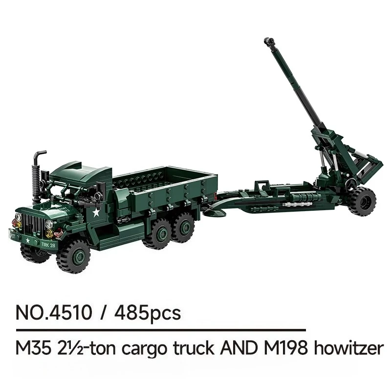 SEMBO トラック M198 タイプ榴弾砲ビルディングブロック子供の教育用手組み立てトレンディなおもちゃデスクトップ装飾品モデルギフト