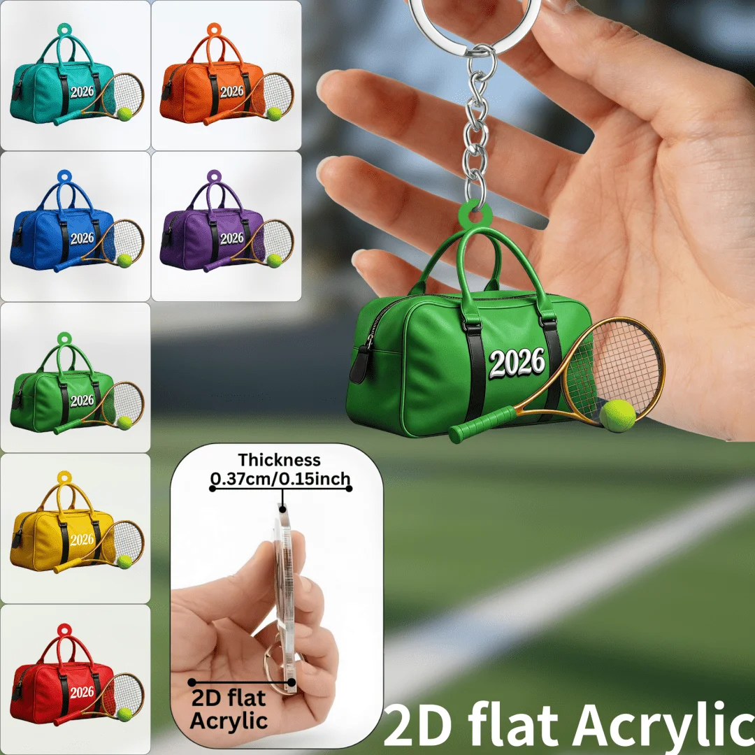 Cute Tennis Gym Bag Keychain 3/4/7pcs 2D Acrylic Sporty Pendant Backpack Accessory Party Favors Perfect Gifts for Friend Holiday