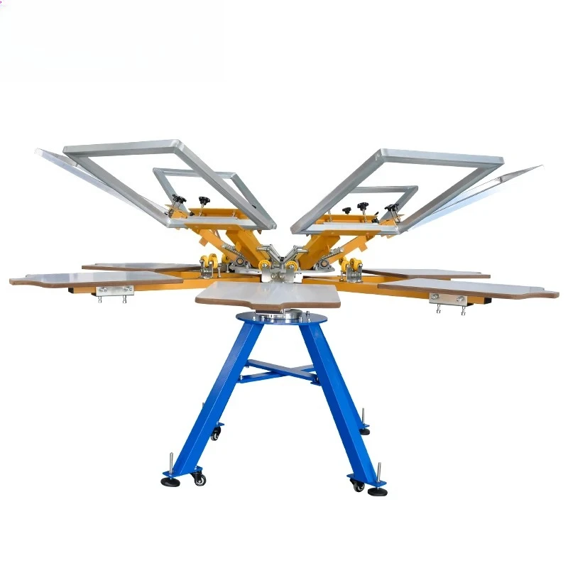 آلة طباعة تي شيرت ذات تعديل صغير 6 ألوان 6 محطات 4 ألوان 4 محطات دليل طابعة الشاشة اليدوية