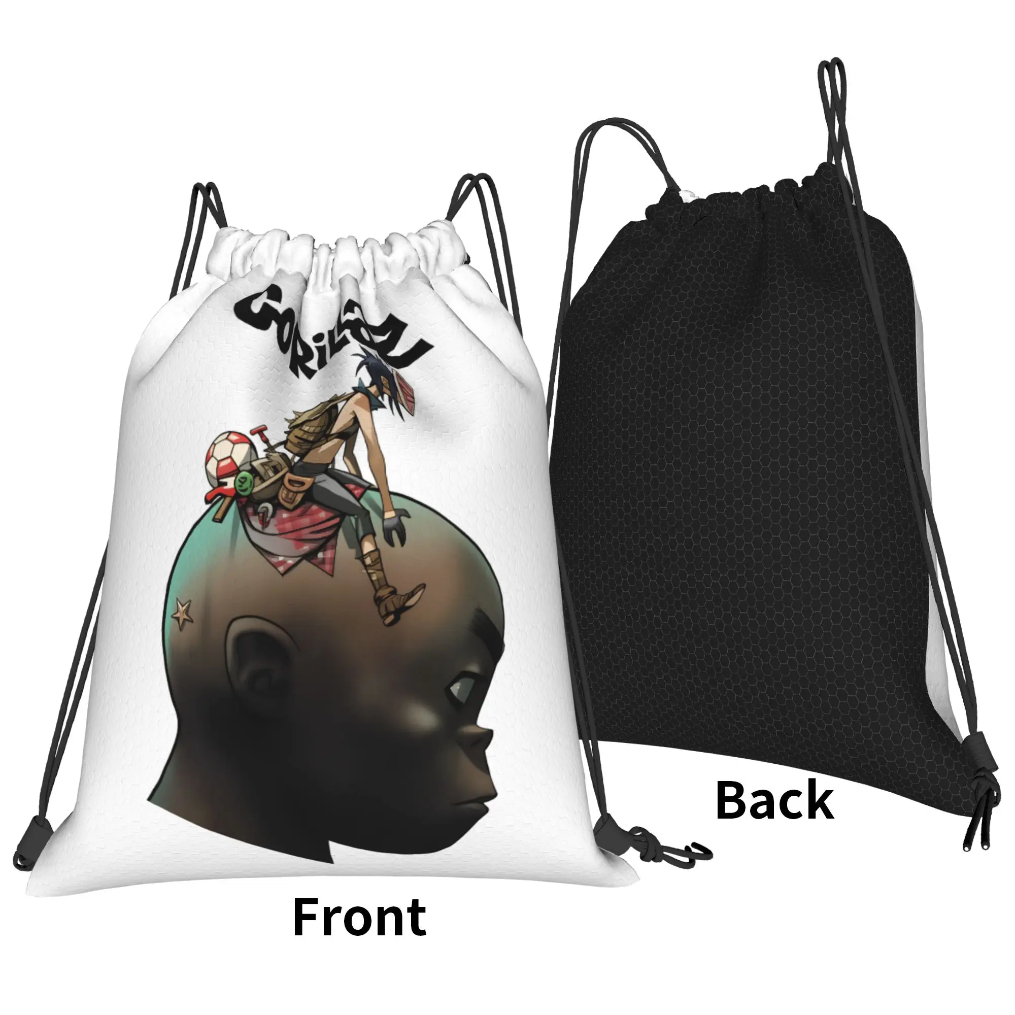 Gorillazs Drawstring Bag  Gym Fitness Couple BackpackPortable Retro Sackpack String Bags