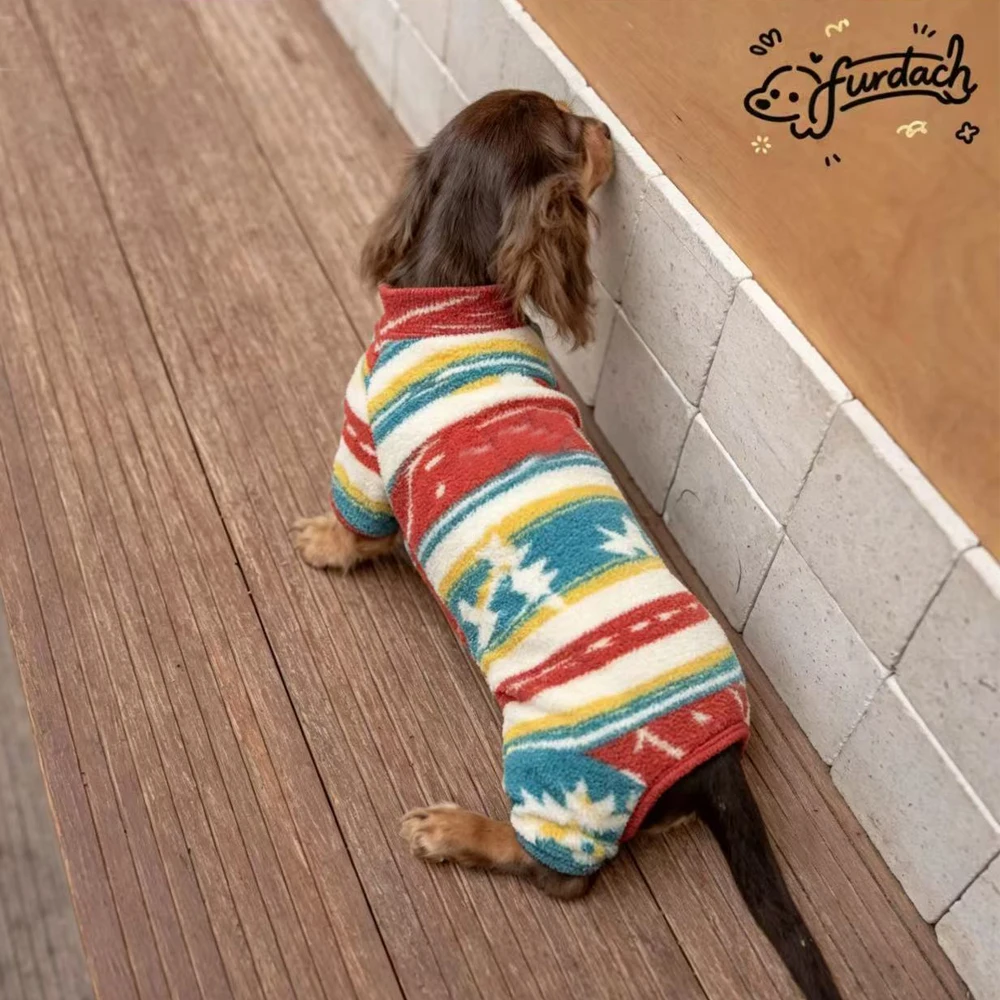 Suéter navideño cálido con cinturón para perro salchicha - imagen 5